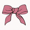 Pink bow. Stylized vector element
