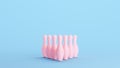 Pink Bowling Pins Sports Equipment Competition Game Simple Shape Kitsch Blue Background