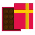 Pink box with chocolate icon isolated Royalty Free Stock Photo