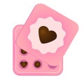 Pink Box with chocolate sweets and heart symbol on top