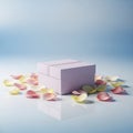 Pink Box with Scattered Petals Royalty Free Stock Photo