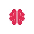 Pink brain with convolutions. Symbol of intellect and education