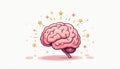Pink brain icon represents idea innovation concept. Illustration depicts human head, intelligence and memory. This creative, Royalty Free Stock Photo
