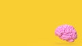 The pink brain on yellow background for creative or idea concept 3d rendering Royalty Free Stock Photo