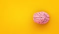 pink brain on yellow background