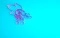 Pink Branch viburnum or guelder rose icon isolated on blue background. Healthful viburnum fruit bunch for natural