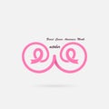 Pink Breast,Bosom,or Chest icon.Pink ribbon.Pink care logo.Breast Cancer October Awareness Month Campaign banner.Women health con