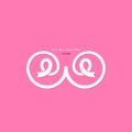 Pink Breast,Bosom,or Chest icon.Pink ribbon.Pink care logo.Breast Cancer October Awareness Month Campaign banner.Women health con