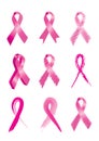 Pink breast cancer awareness ribbons