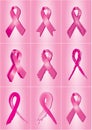 Pink breast cancer awareness ribbons