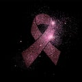Pink breast cancer ribbon glitter concept symbol