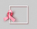 Pink breast cancer ribbon isolated white frame
