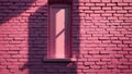 Pink Brick Wall with a Tall Pink Door and Shadow Play Royalty Free Stock Photo