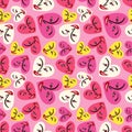 Pink Bright Valentines Day seamless pattern with cool funky hearts.