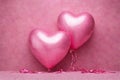 Pink bright volumetric balloons hearts on a pink background. Symbol of love. For Valentine\'s Day, Birthday, Weddings Royalty Free Stock Photo