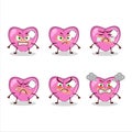 Pink broken heart love cartoon character with various angry expressions Royalty Free Stock Photo