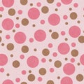 Pink and Brown Polka Dot Tile Pattern Repeat Background Royalty Free Stock Photo