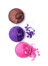 Pink, brown and violet crushed shiny eyeshadows Royalty Free Stock Photo