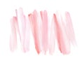 Pastel pink brush strokes isolated on white background. Hand painted design element. Gentle watercolor background. Royalty Free Stock Photo