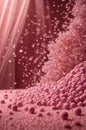 Pink bubbles scatter across the pink surface. Generative AI.