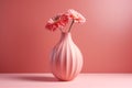 Pink bud vase with pink gerbera flowers bouquet with soft colors. Summer, spring cosmetics background. AI generated Royalty Free Stock Photo