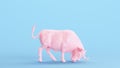Pink Bull Strong Muscular Bullish Money Market Aggressive Business Finance Symbol