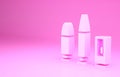 Pink Bullet and cartridge icon isolated on pink background. Minimalism concept. 3d illustration 3D render