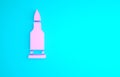 Pink Bullet icon isolated on blue background. Minimalism concept. 3d illustration 3D render