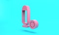 Pink Bullet icon isolated on turquoise blue background. Minimalism concept. 3D render illustration