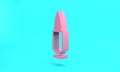 Pink Bullet icon isolated on turquoise blue background. Minimalism concept. 3D render illustration