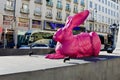 Pink bunny sculpture Royalty Free Stock Photo