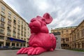 Pink bunny sculpture near State Opera in Vienna Royalty Free Stock Photo