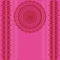 Pink and burgundy oriental henna mandala background