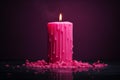 Pink burning candle. Generate Ai