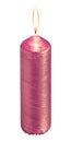 Pink  burning candle isolated on white background Royalty Free Stock Photo