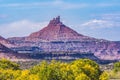 Pink Butte Yellow Cottonwood Trees Canyonlands Needles Utah Royalty Free Stock Photo