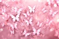 Pink butterflies on pink background, created using generative ai technology