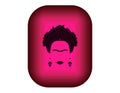 Pink button Frida Kahlo isolated