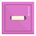 Pink button icon cartoon vector. Tailor plastic tool