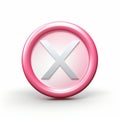 a pink button with an x on it