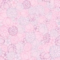 Pink, purple and blue vector floral seamless pattern background