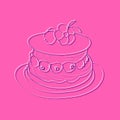 Pink cake with cherries drawing Royalty Free Stock Photo