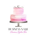 Pink Cake Logo Design with Heart Royalty Free Stock Photo