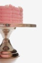 Pink Cake on Silver Cake Stand