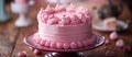 Pink Cake on Wooden Table Royalty Free Stock Photo