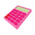 Pink calculator icon, cartoon style