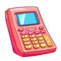 Pink calculator with screen buttons and numbers for math calculations Royalty Free Stock Photo