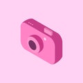 Pink camera illustrations, cute cameras, beautiful cameras, flat illustrations 3D Isometric Royalty Free Stock Photo