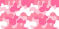 Pink camouflage, vector seamless pattern in the style of doodles, hand drawn Royalty Free Stock Photo