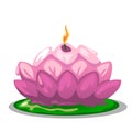 Pink candle in shape of a Lotus flower